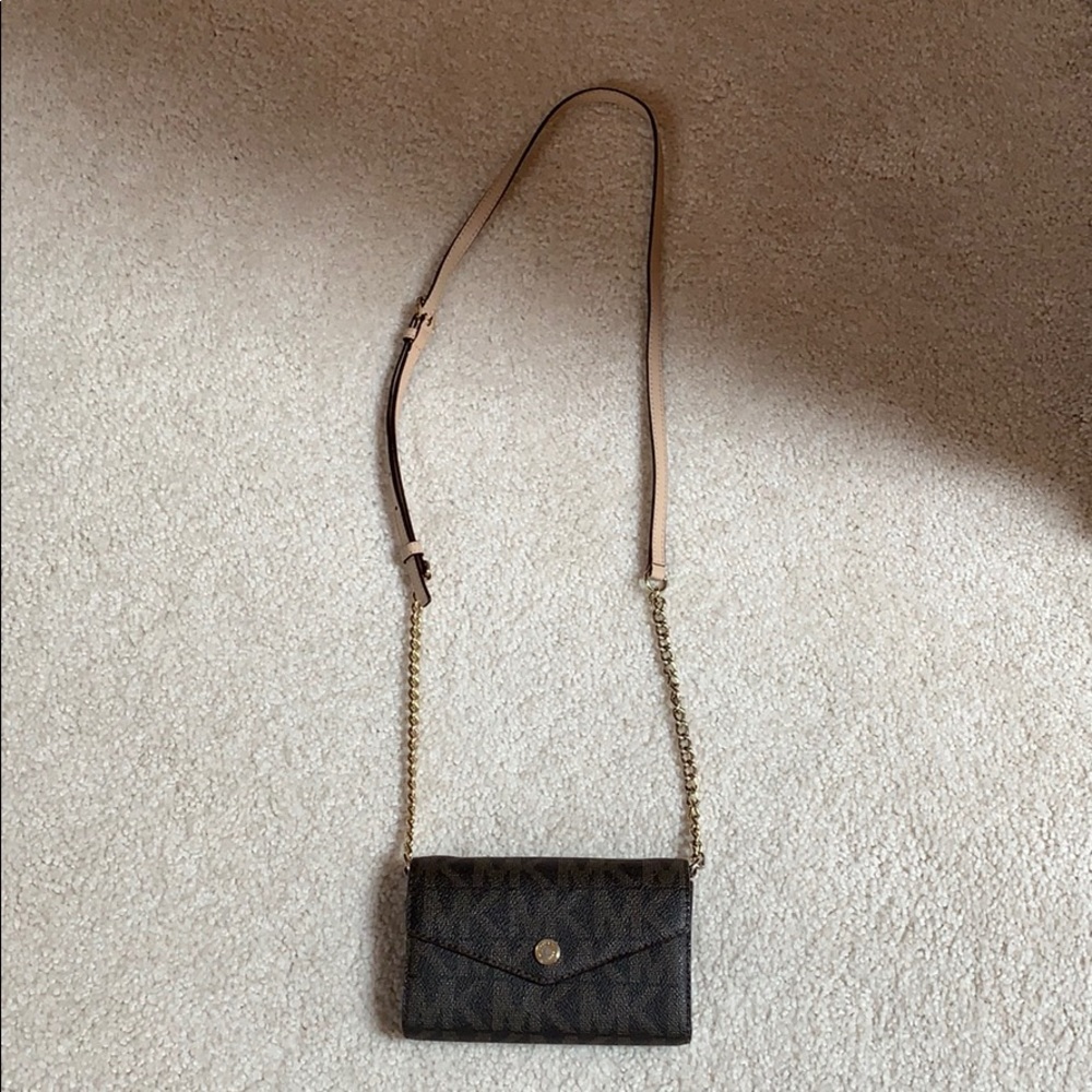 Michael Kors MK brown and gold crossbody bag